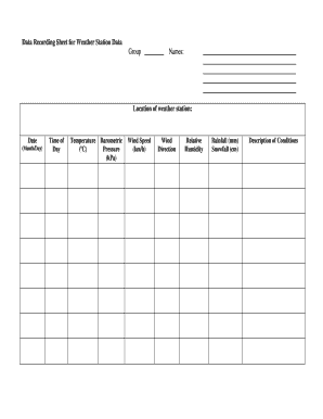 Weather Data Collection Sheet  Form