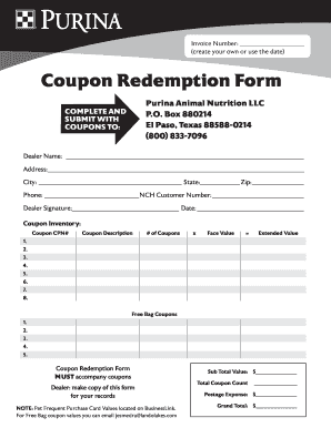 Coupon Redemption Form