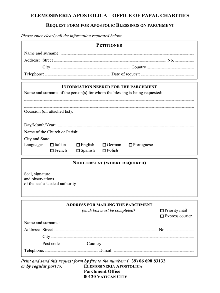 Elemosineria Apostolica  Form
