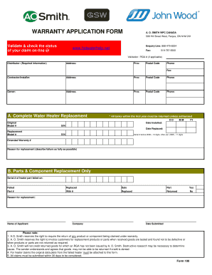 John Wood Warranty  Form