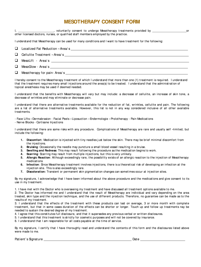 Mesotherapy Consent Form