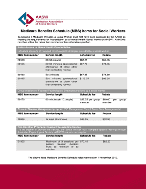 Aasw Medicare Item Numbers  Form