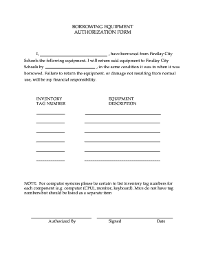 Equipment Authorization Form