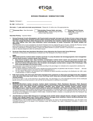 Etiqa Nomination Form