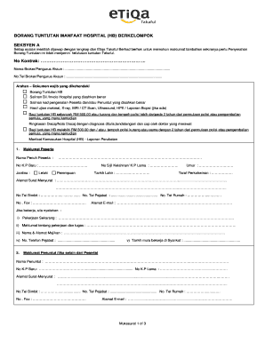 Borang Tuntutan Etiqa Takaful  Form