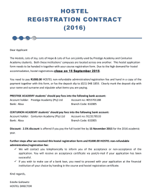 Private Hostel Registration Form