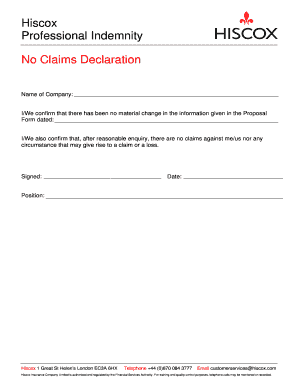 No Claim Declaration Letter Sample  Form