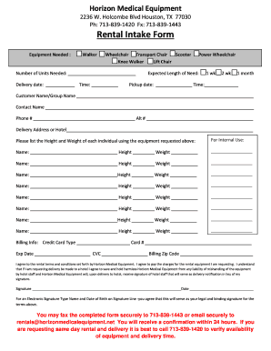 Horizon Medical Equipment  Form