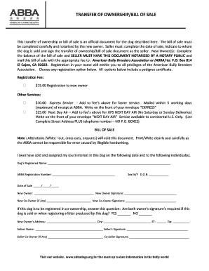 Dog Change of Ownership Form