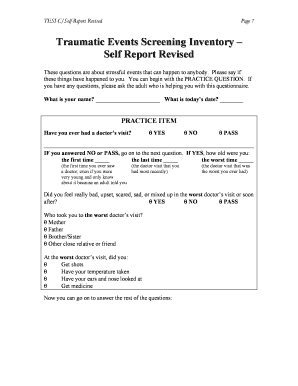 Traumatic Events Screening Inventory Self Nctsnet  Form