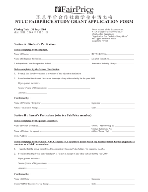Ntuc Fairprice Study Grant Application Form