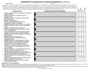 Assessment of Lagging Skills and Unsolved Problems  Form