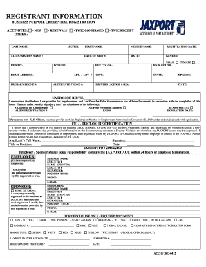 Jaxport Registration Form