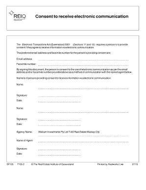 Consent to Receive Electronic Communication Reiq  Form