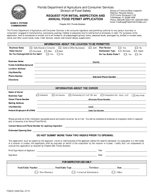 Annual Food Permit Florida  Form