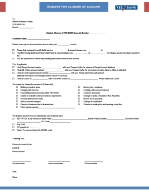 Yes Bank Account Closure Form