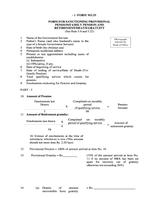 Provisional Pension Form 33 in Hindi