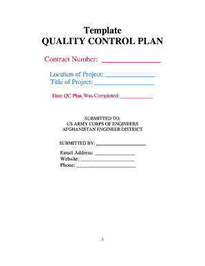 Usace Quality Control Plan Template  Form