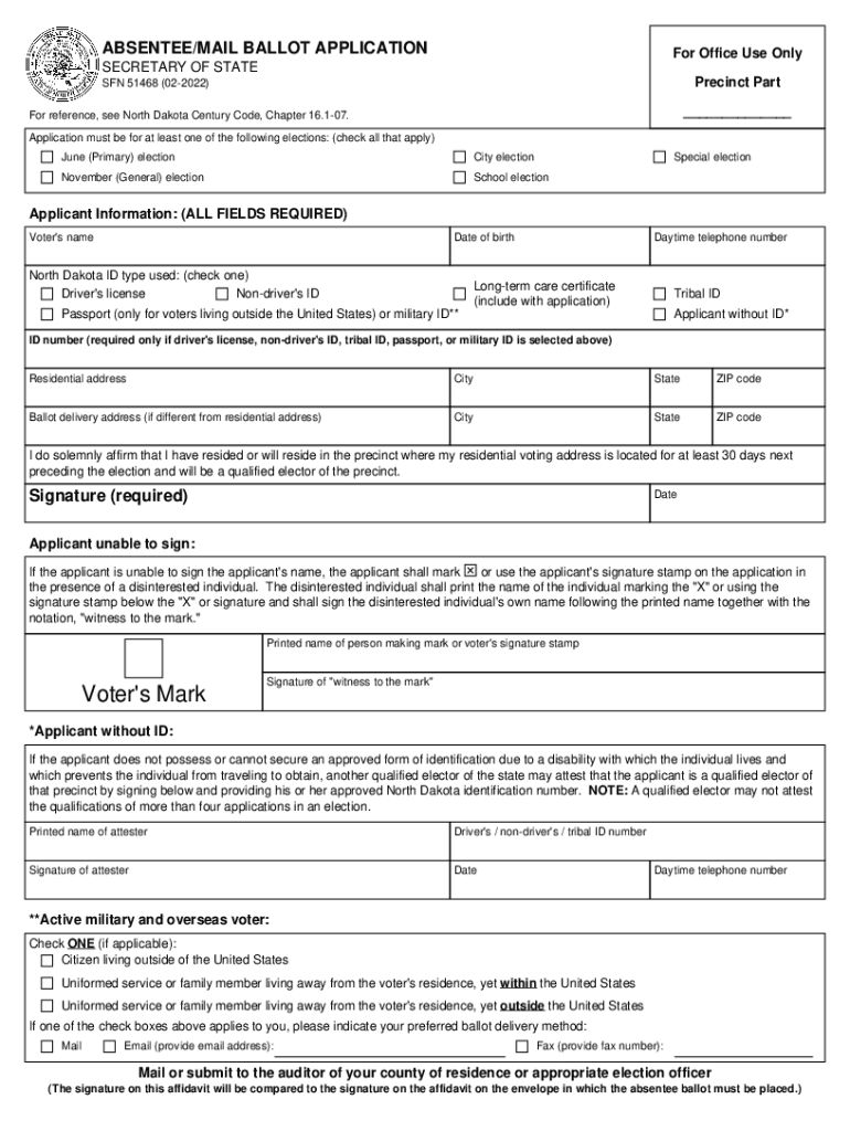 Absentee Mail Ballot Application  Form