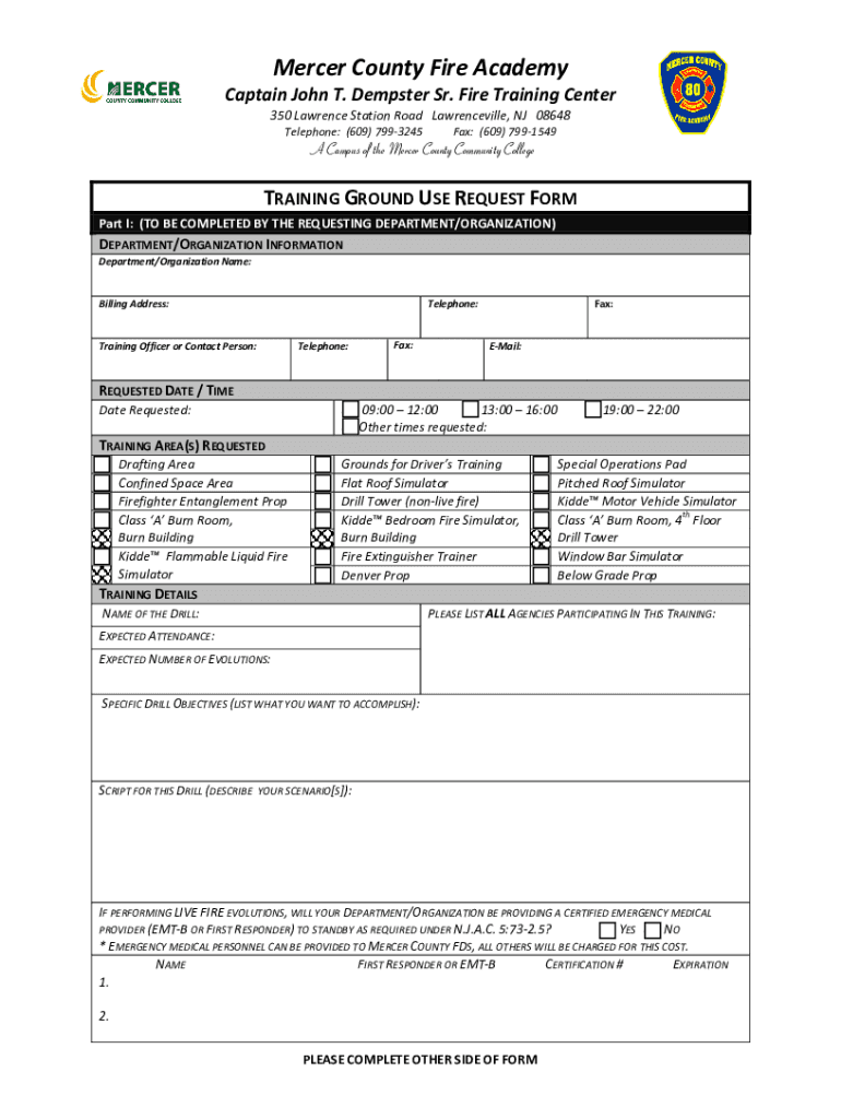 Training Ground Use Request Form