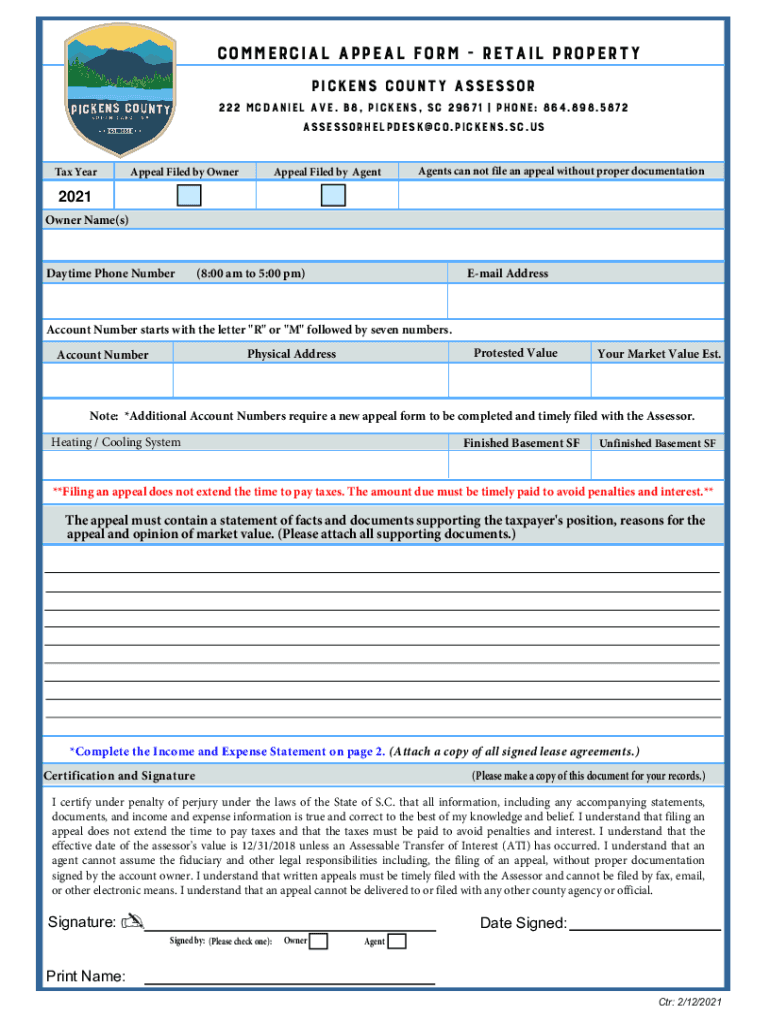 Retail Income Form