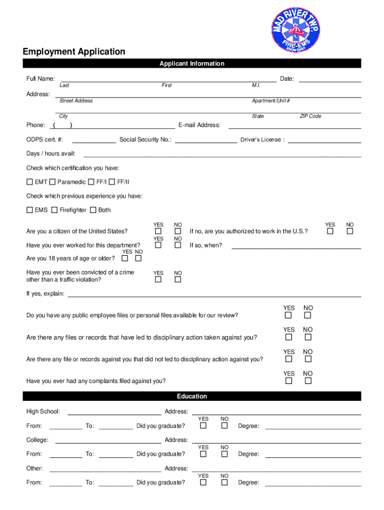 Mad River Application  Form