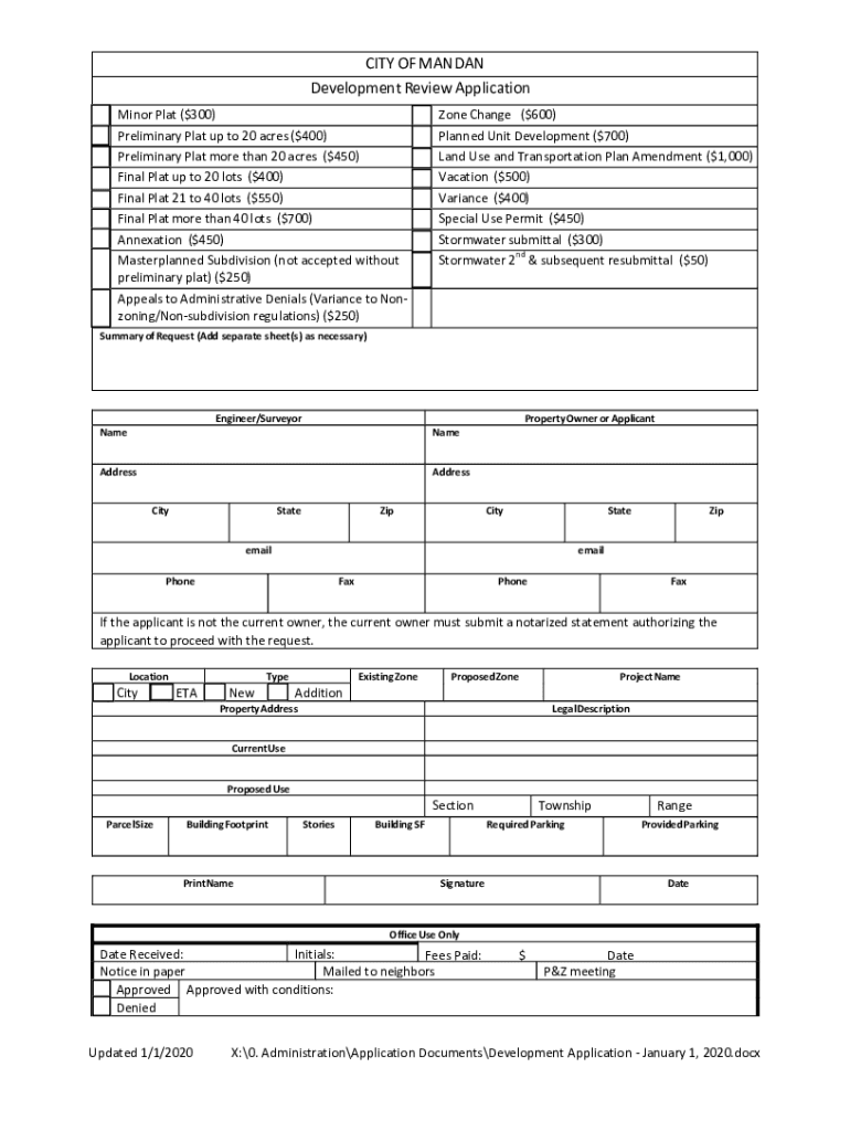 Mandannd Govoffice Com Vertical SitesCITY of MANDAN Development Review Application  Form