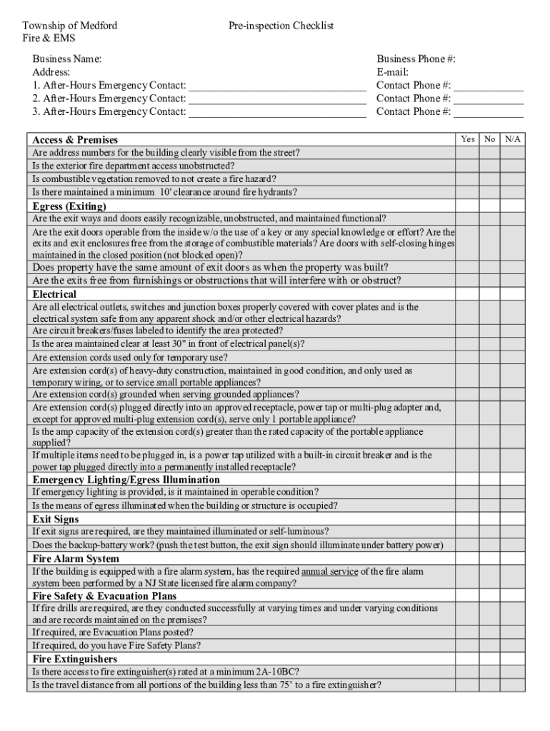 Self Inspection Form Medford Fire &amp;amp; EMS