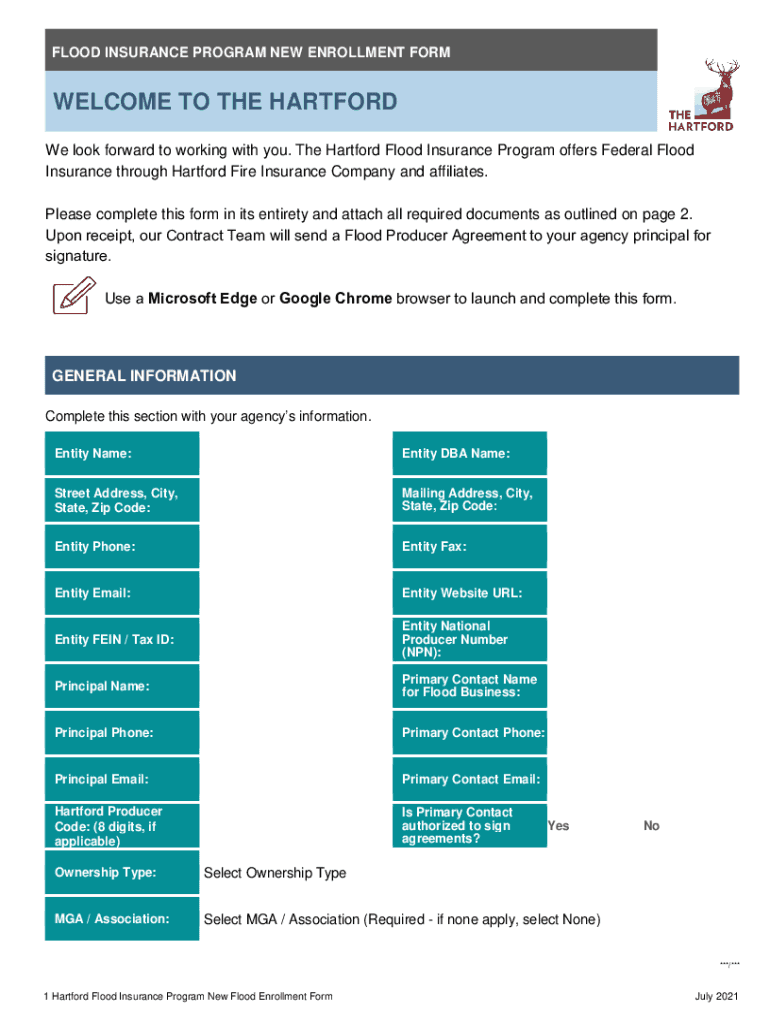 New Agent Enrollment Form Hartfordfloodonline Com