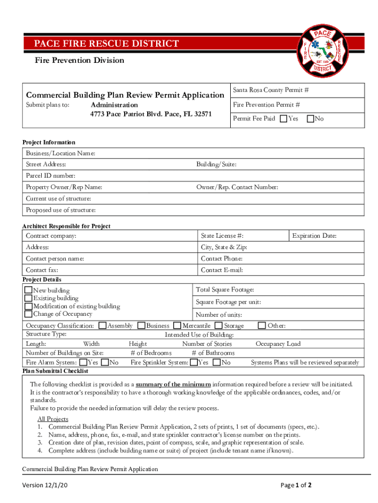 Permit Application Pace Fire District  Form