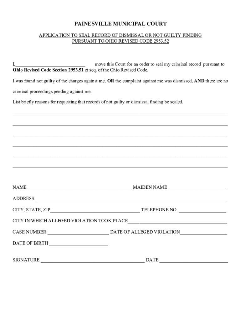 Application for Seal Record Ofdismissal or Not Guilty WEB PDF  Form