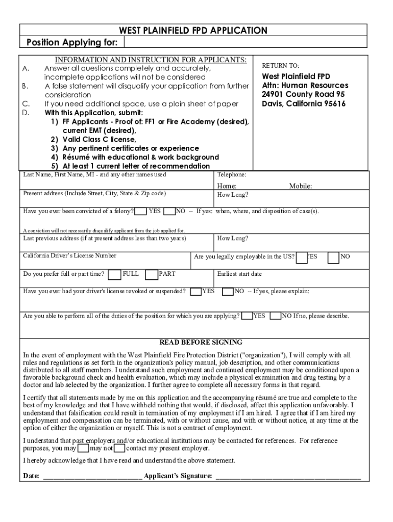 PLAINFIELD FIRE PROTECTION DISTRICT STATE of ILLINOIS  Form