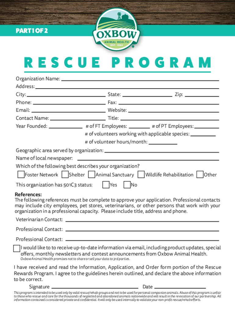 Rescue Program Information Sheet Oxbow Animal Health