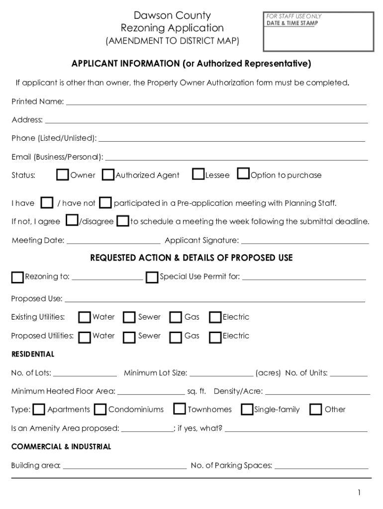Dawson County Rezoning Application Packet  Form