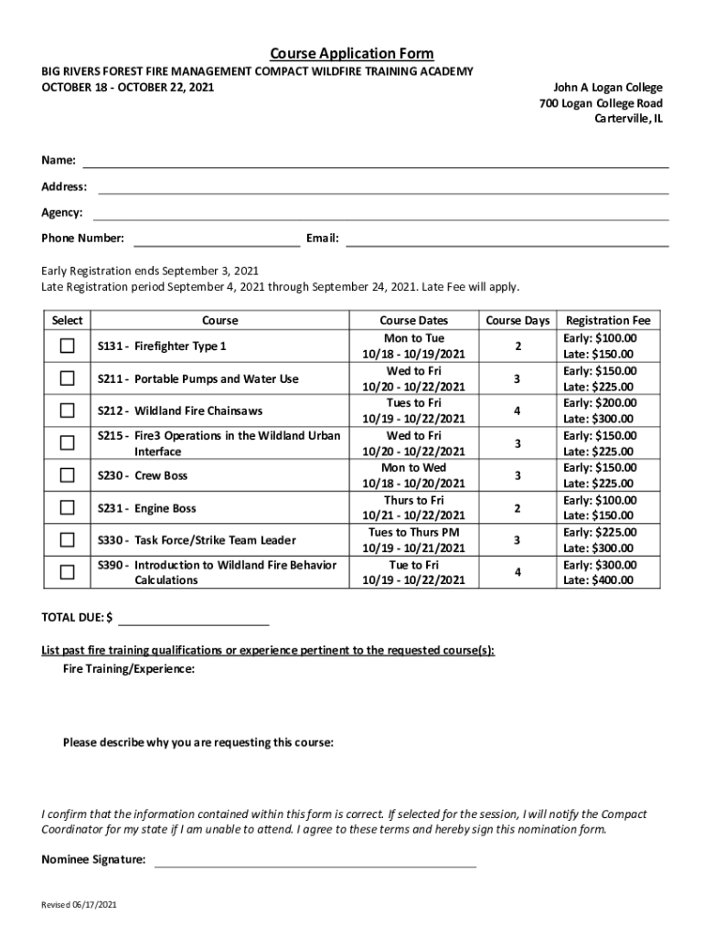 BRC Wildfire Training Academy Application Form