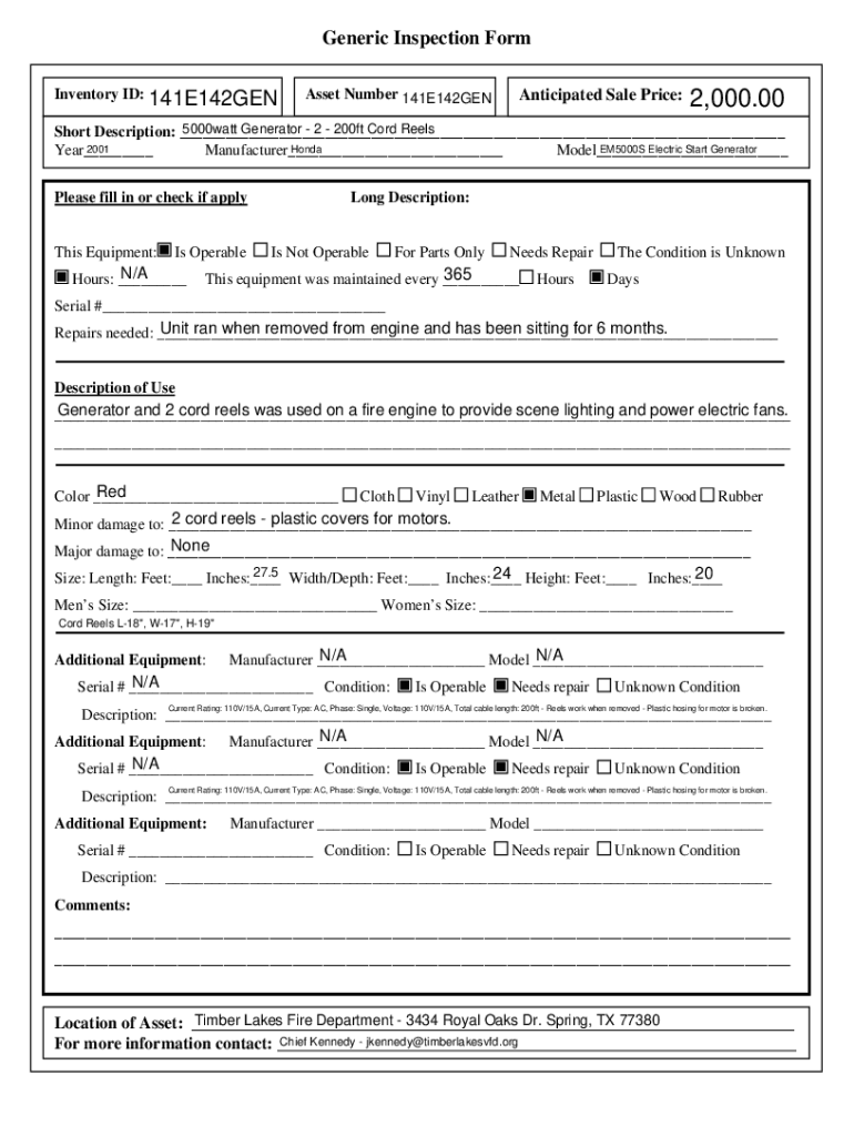 Generic Inspection  Form