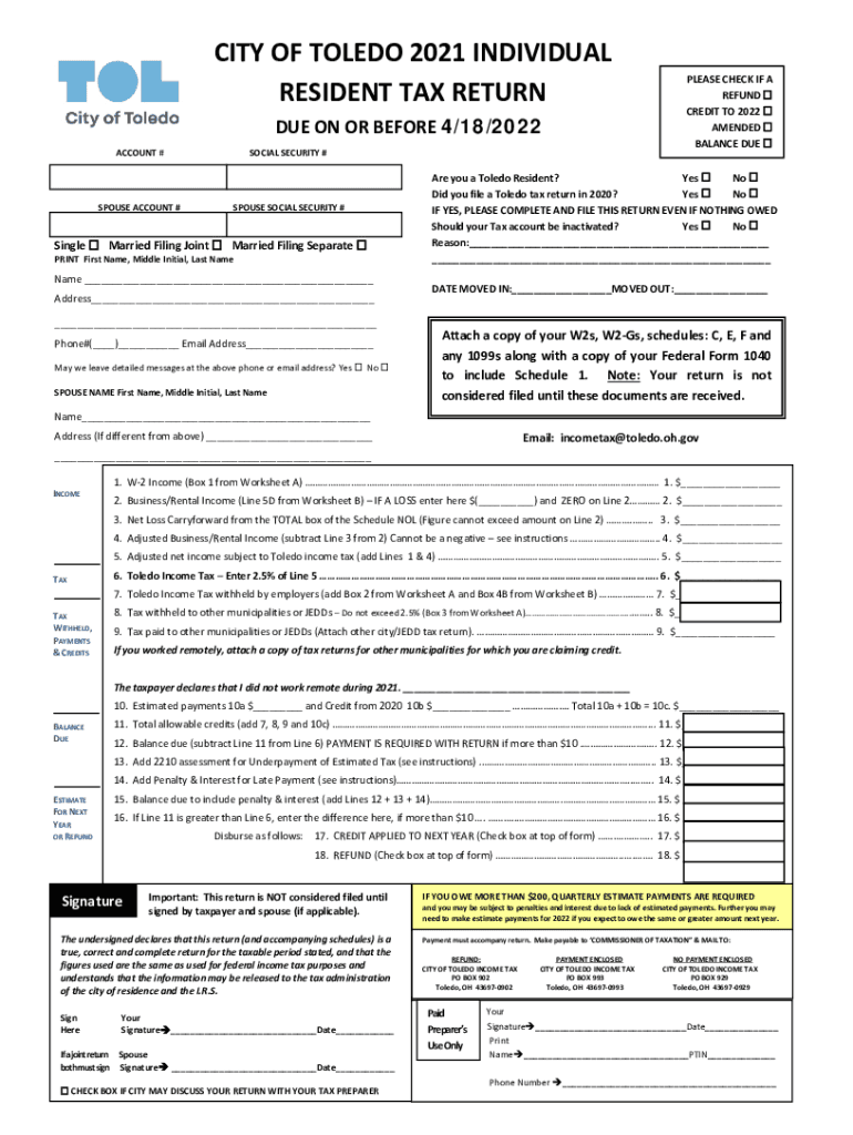  Cdn Toledo Oh Gov Uploads DocumentsCITY of TOLEDO INDIVIDUAL TAX RETURN 2021