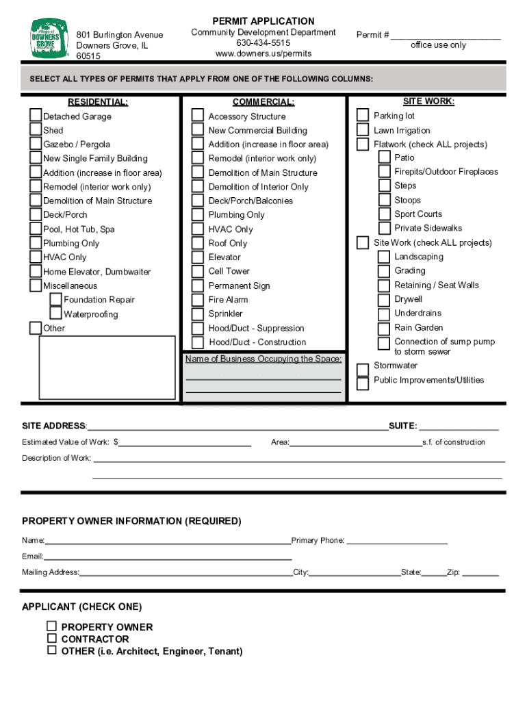 Flatwork Application Packet VILLAGE of DOWNERS GROVE  Form