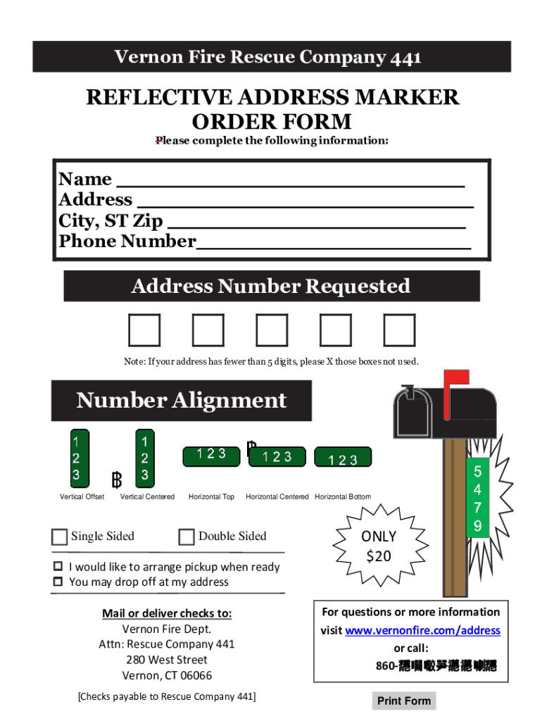 Www Vernonfire Com Assets 911signREFLECTIVE ADDRESS MARKER ORDER FORM