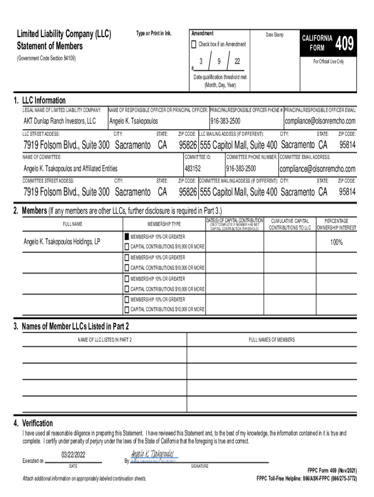 Fair Political Practices Commission  Form