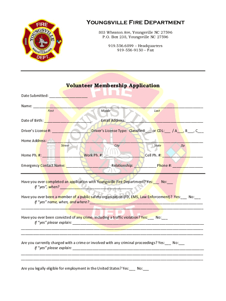 North Carolina Membership  Form