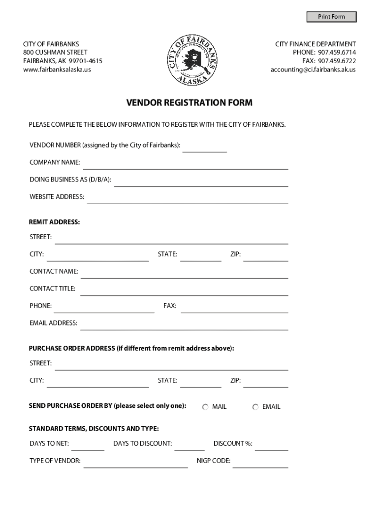 Fairbanks City Finance Department 800 Cushman St Fairbanks  Form