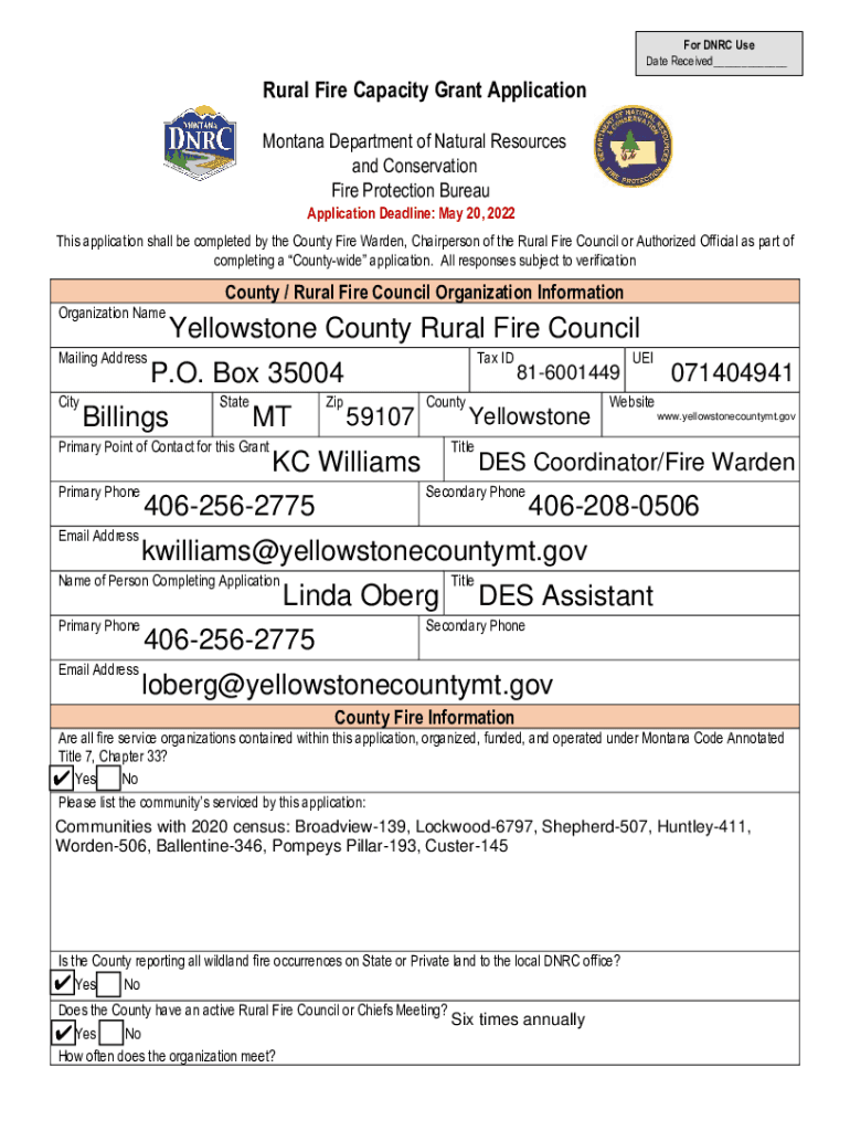 Rural Fire Capacity Grant Application  Form