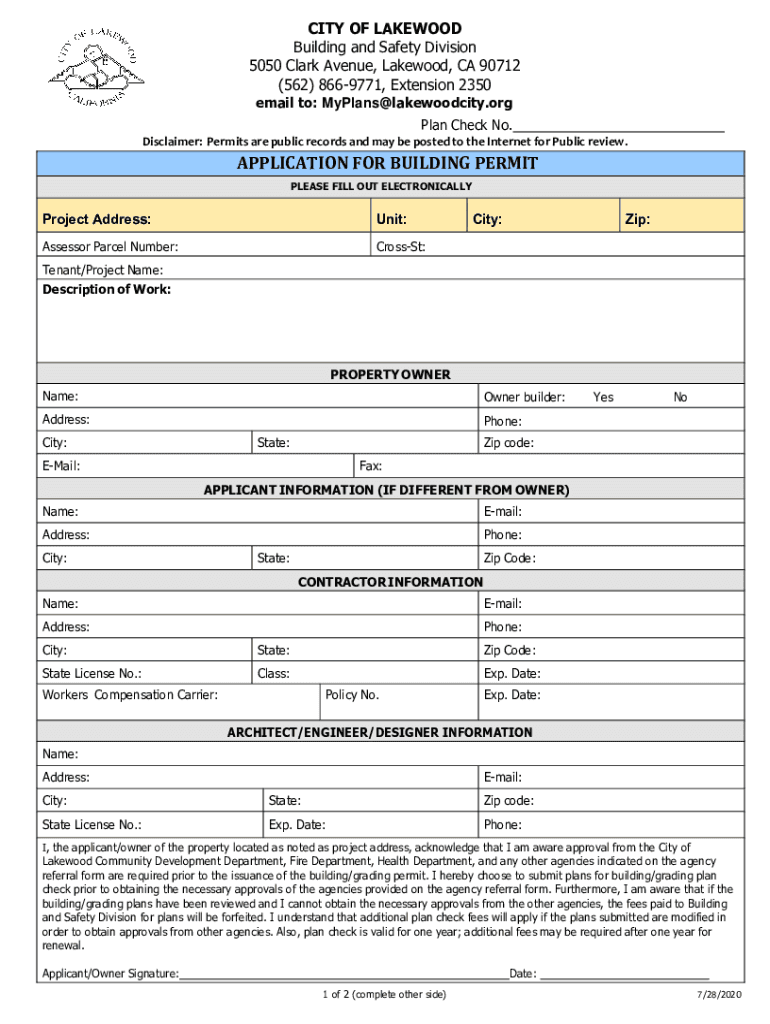 Building Permit Owner Builder Declaration  Form