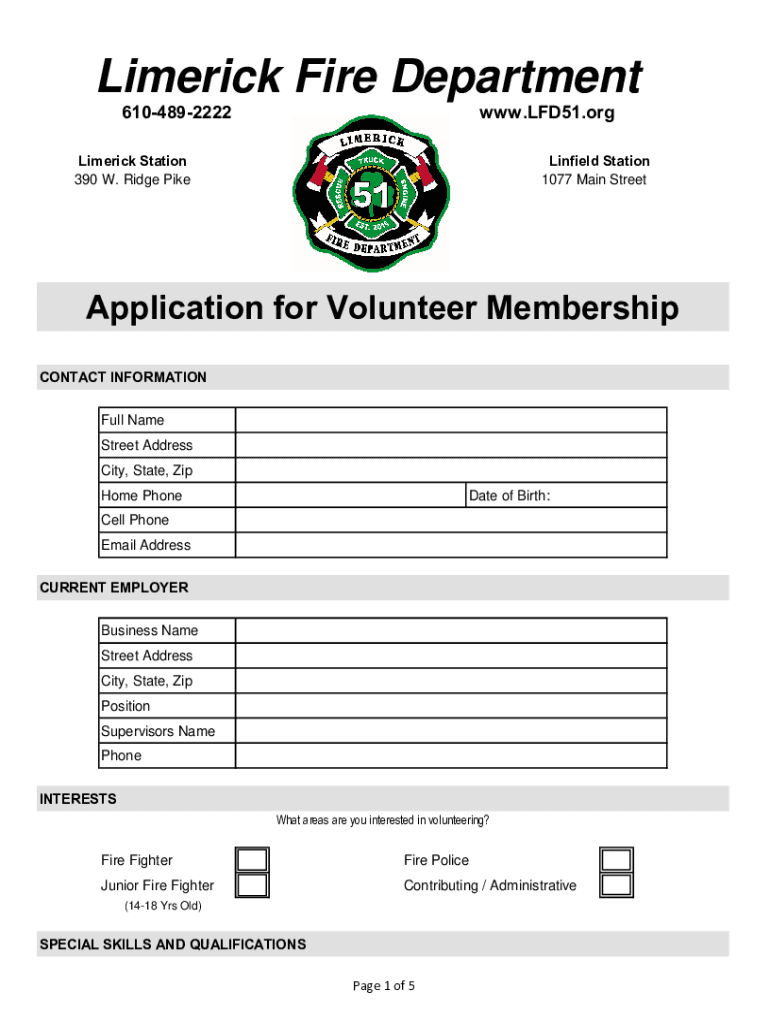 Www Lfd51 Org Content RecruitmentLimerick Fire Department  Form