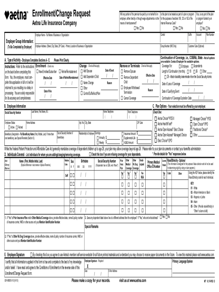 Fillable Online Montana Employee EnrollmentChange Form