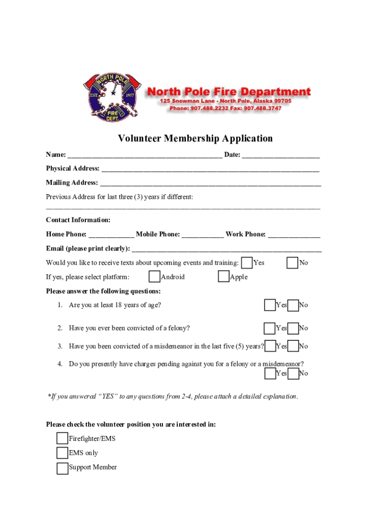 Www Northpolealaska Com Sites DefaultVolunteer Application Packet  Form