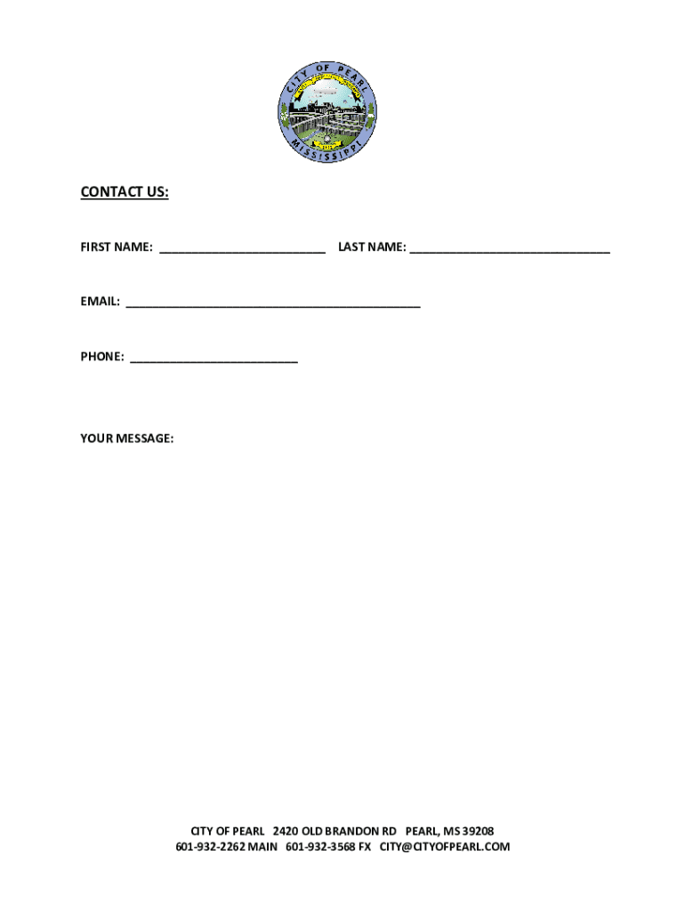 CONTACT US City of Pearl  Form