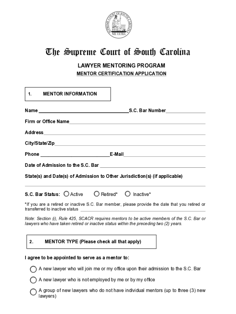 Mentor Certification Application DOC  Form