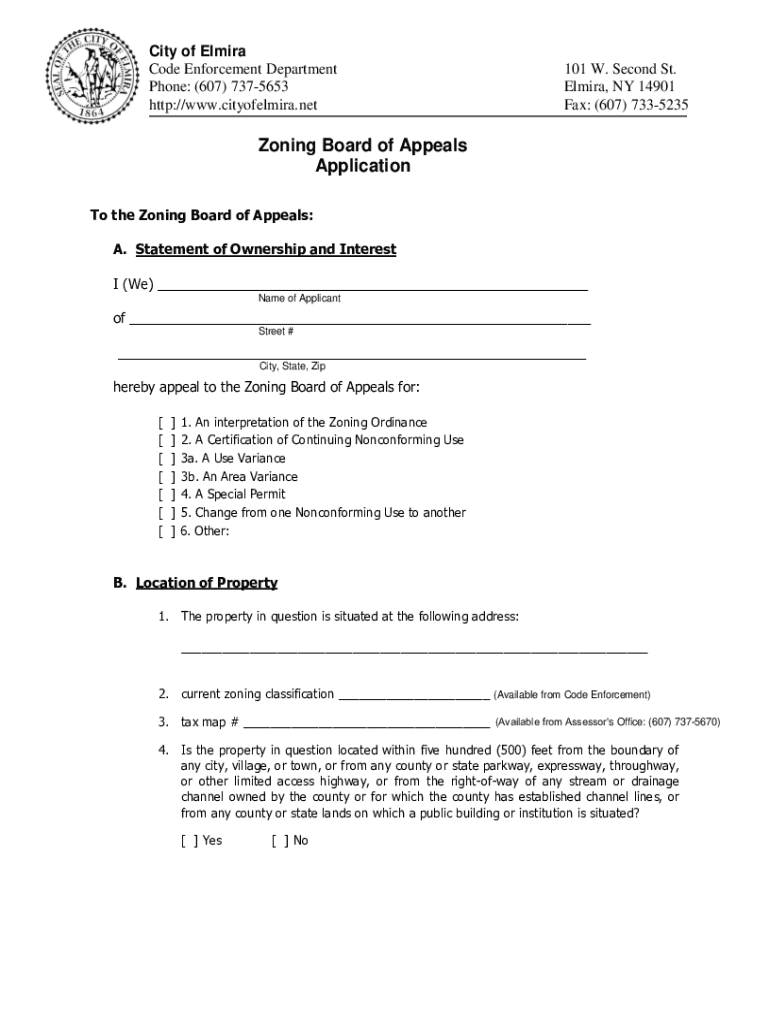 Ny Zoning Board Appeals  Form